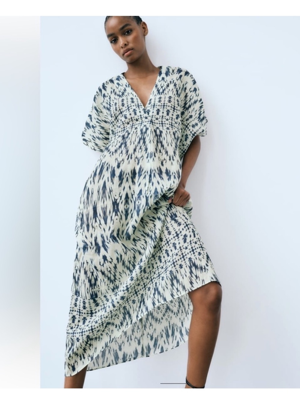 Zara Printed Ramie Tunic Dress